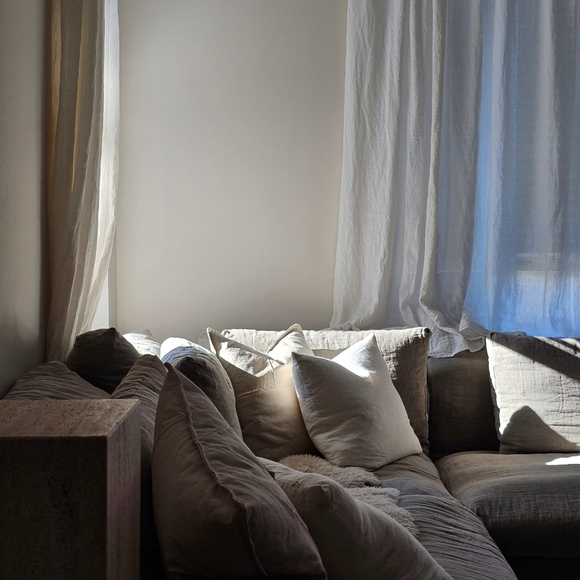 LinenTales Off-White 100% Linen Cushion Covers 20x20 Set of 3 - Picture 2 of 3